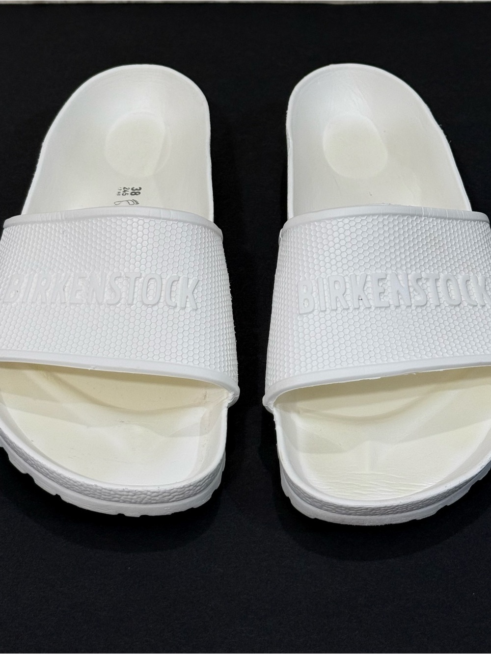 Birkenstock White Slide Sandals, sz 7